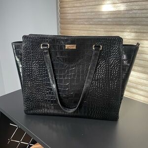 kate spade Black Croc-Embossed Tote